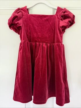 GAP Girls Red Velvet Puff Sleeve Formal Dress